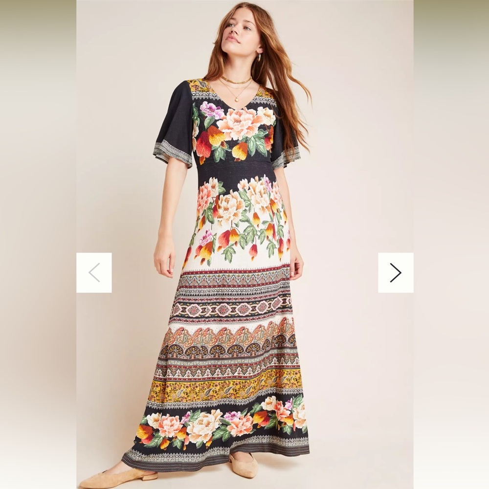 Farm Rio for Anthropologie Esmeralda Floral Maxi Dress Sz XL